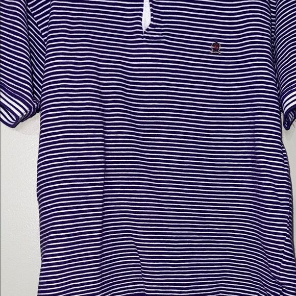 Classic Purple and White Striped Polo Shirt - Picture 5 of 9